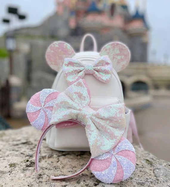 Buy Sequin Candy Cane Minnie Mouse Ears With Large Sequin  display picture 1