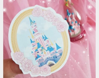 Disneyland Sticker - Disneyland Castle Sticker - Pink Castle Sticker - Princess Stickers - Frame Stickers - Fairytale Stickers Oval Sticker