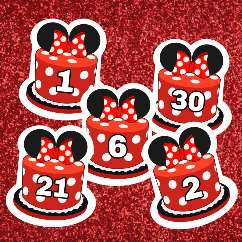 Custom Minnie Birthday Sticker Birthday Cake Stickers Add Your Age Custom Cake Stickers Birthday Card Stickers Birthday Gift Sticker image 1