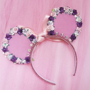 Made-To-Order Rapunzel Inspired Minnie Mouse ears Floral Minnie Ears Rapunzel Headband Princess Ears by Luby and Lola image 8