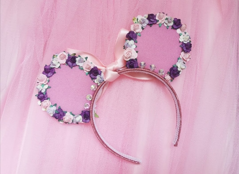 Made-To-Order Rapunzel Inspired Minnie Mouse ears Floral Minnie Ears Rapunzel Headband Princess Ears by Luby and Lola image 8