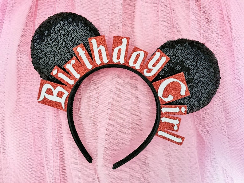 Sequin Birthday Girl Ears Birthday Mickey Ears Headband Minnie Mouse Ears LubyandLola Birthday Minnie Ears Birthday Boy Ears image 4