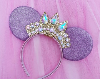 Deluxe Rapunzel Crown Minnie Ear Minnie Mouse Ears Disney Princess - Crown Headband