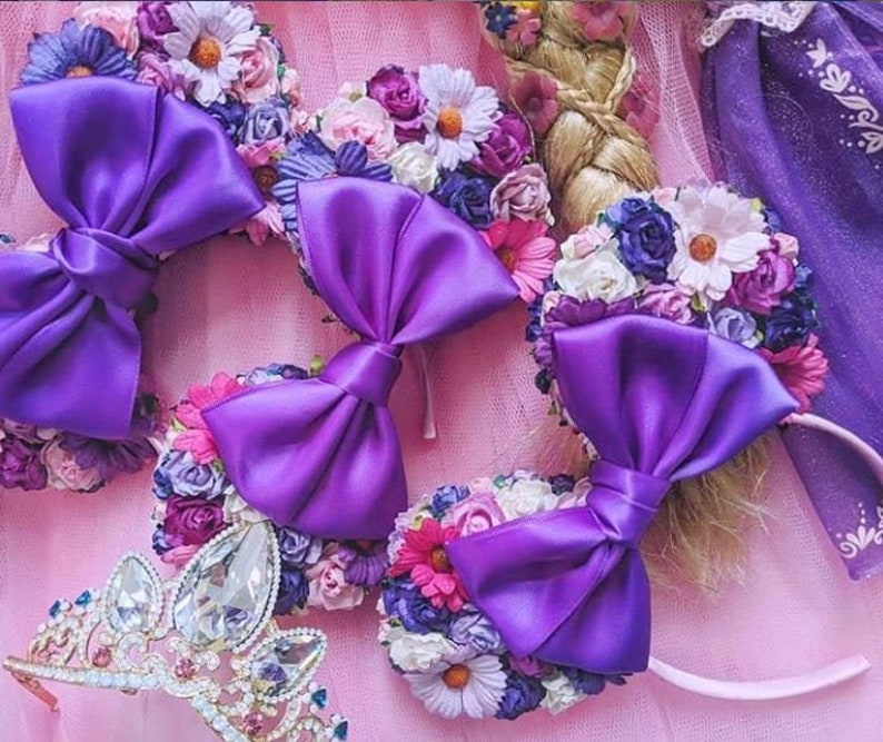 Made-To-Order Rapunzel Inspired Minnie Mouse ears Floral Minnie Ears Rapunzel Headband Princess Ears by Luby and Lola image 4