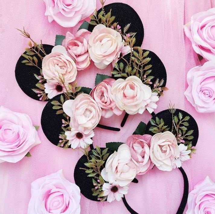 ?️??Flower Crown Minnie Ears Disney Inspired Wire Ears Floral Flower Crown Minnie or  main image 3