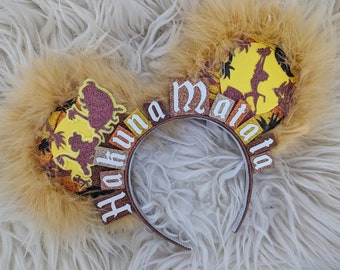 Lion King Mickey Ears - Animal Kingdom Headband - Hakuna Matata Mouse Ears - Adult Mickey Ears - Animal Minnie Ears - Simba Ears