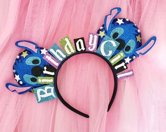 Sequin Stitch Birthday Ears - Experiment 626 Ohana Ears - Intergalactic Space Stitch Ears Disney Birthday Minnie Ears - Birthday Mickey Ears