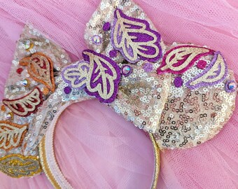 Colours of the Wind Ears - Sequin Minnie Mouse Ears with large sequin bow - Sparkly Minnie Ears - Pocahontas Ears - Fall Adult Mouse Ears