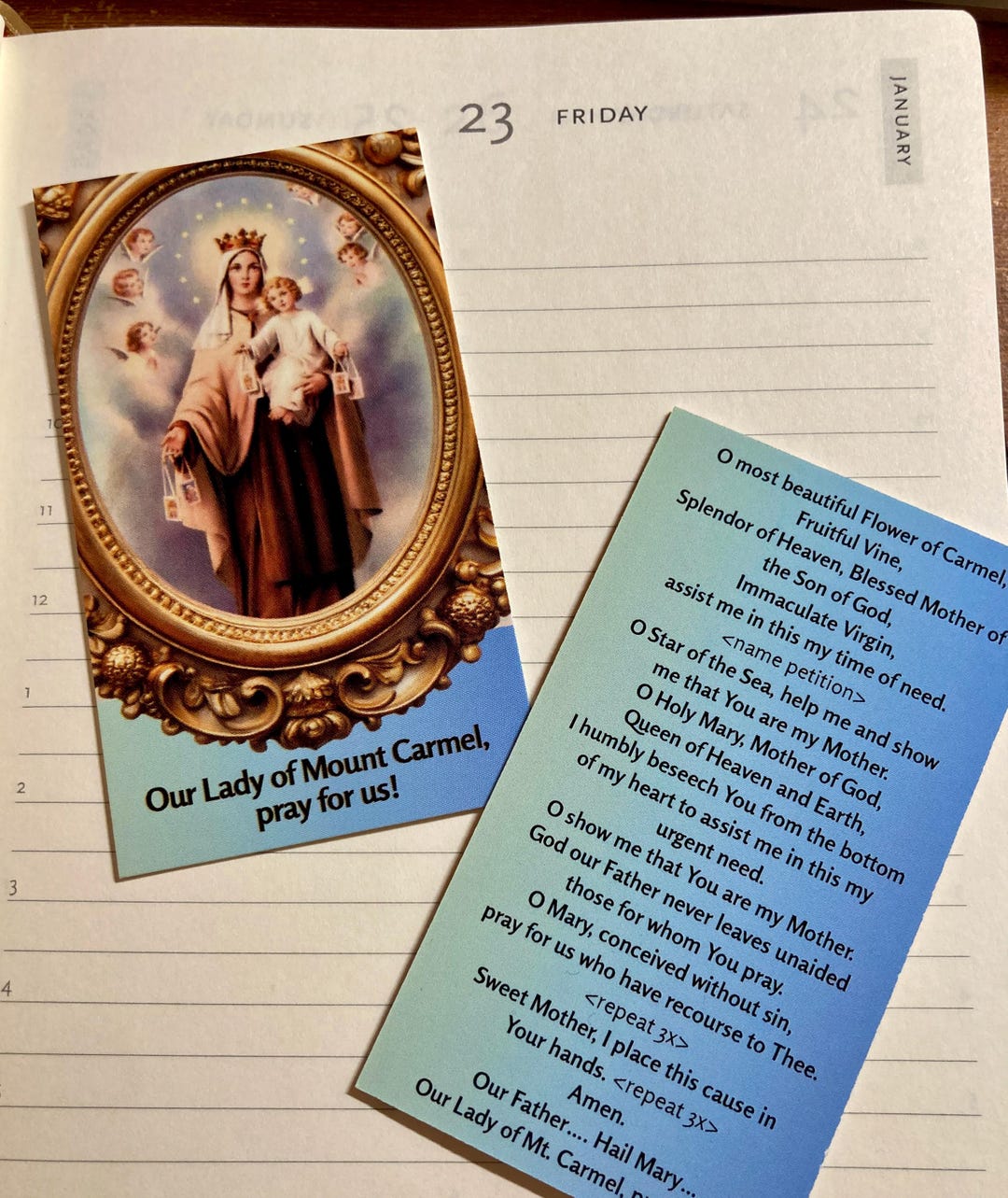 Our Lady of Mt. Carmel Prayer Card, Catholic Faith, Help With Problems ...