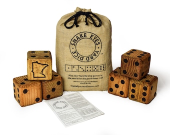 Snake Eyes Yard Dice - Minnesota Branded Version - The Original Over-Sized Wooden Yard Dice - FREE PRIORITY SHIPPING