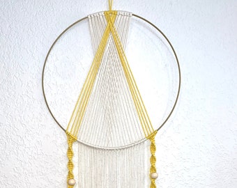Yellow Macrame Hoop Wall Hanging