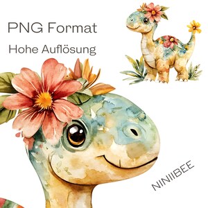 15 種類の花の恐竜、クリップアート、面白い、高品質の PNG、デジタル ダウンロード、透明な背景、デジタル ステッカー