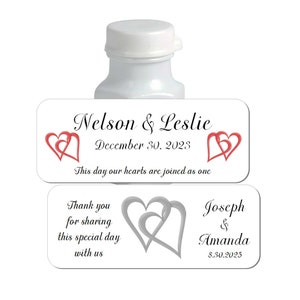 Wedding Bubble Labels | Double Heart Bubble Favors Label | CHOOSE YOUR COLOR | Personalized & Printed Wedding Favor Stickers