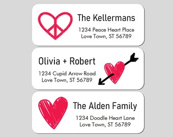 Brown Craft Labels Set 30 Personalized Return Address Labels Rectangle Shape 2-5//8 x 1 Pencil Heart Valentine Pattern