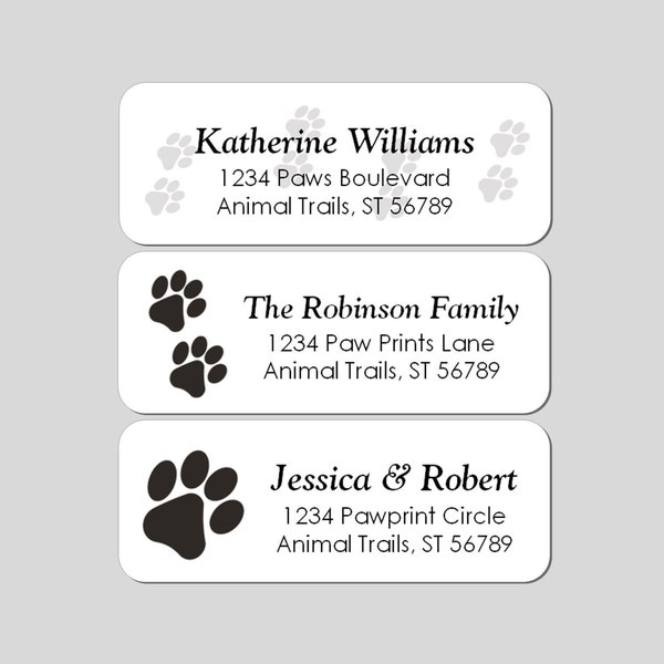 Paw Print Address Labels | Pawprint Return Address Label, Dog Paws, Cat Paw | Paw Prints Mailing Stickers, Personalized