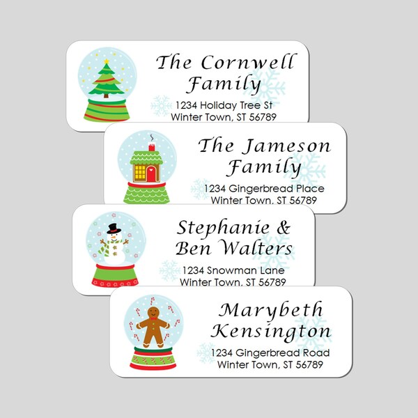 Christmas Snowglobe Address Labels Etsy