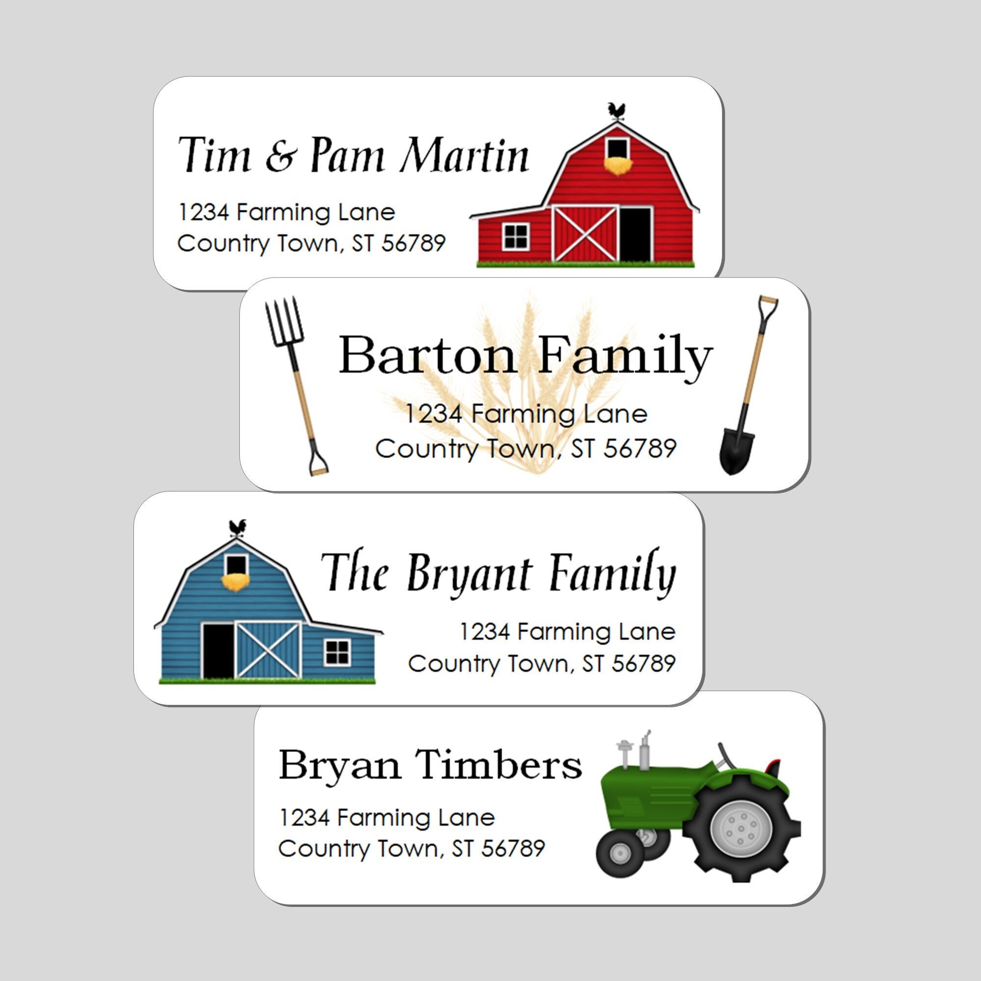 Farm Address Labels Barn, Tractor Return Address Label Rustic Farmer