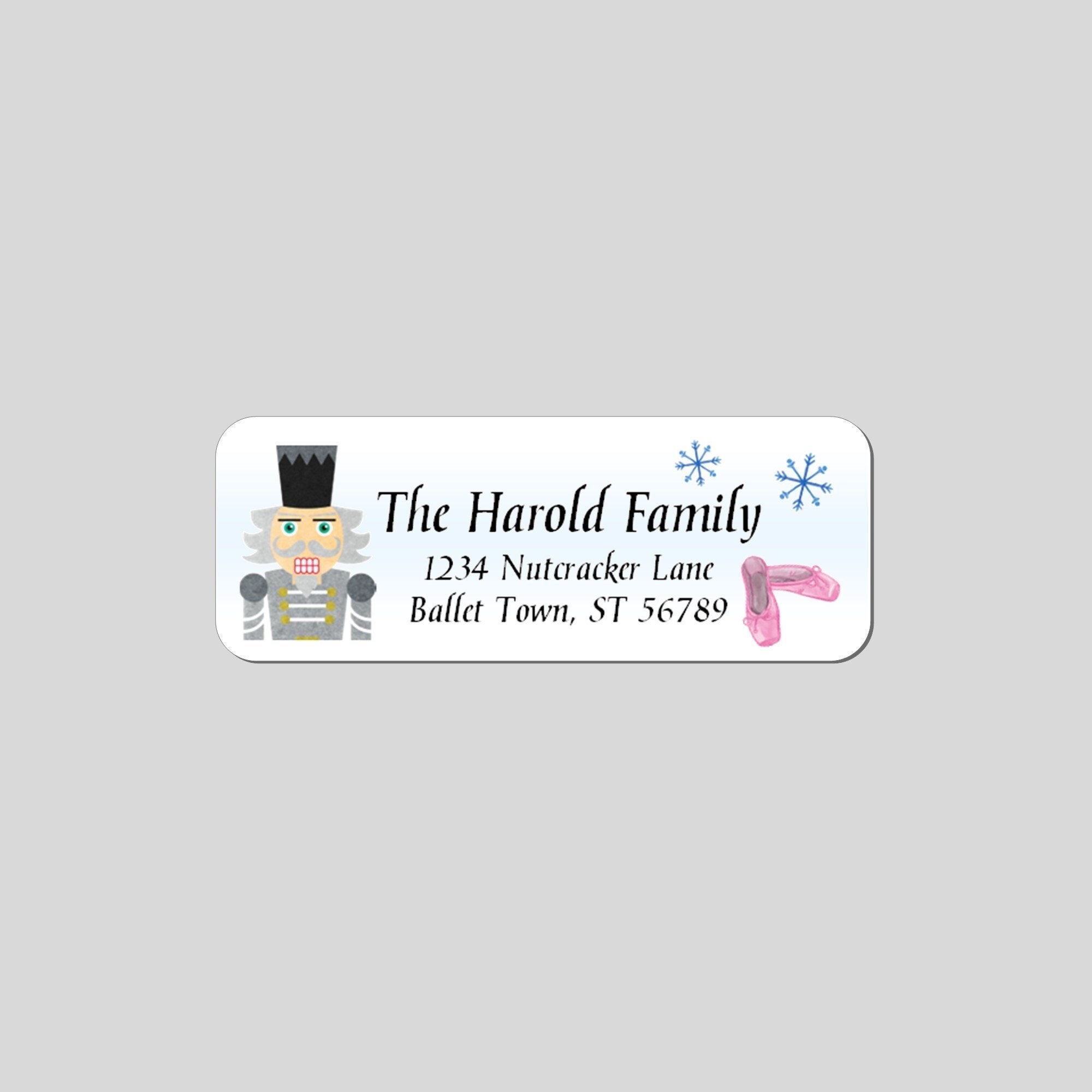 Nutcracker Address Labels | Christmas Return Address Label, Ballet Slipper | Personalized Winter Holiday Address Stickers