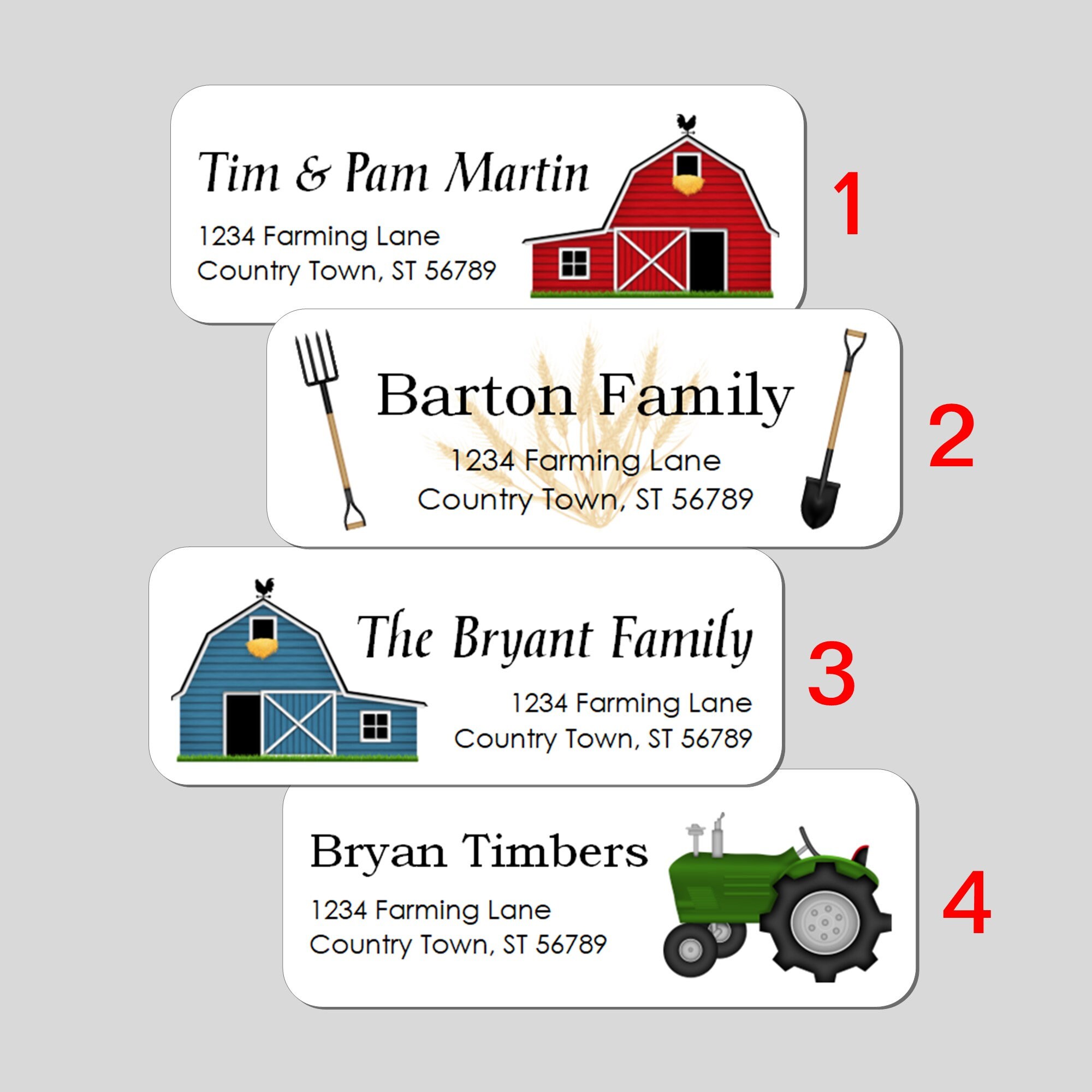 Farm Address Labels Barn, Tractor Return Address Label Rustic Farmer Mailing Address Stickers