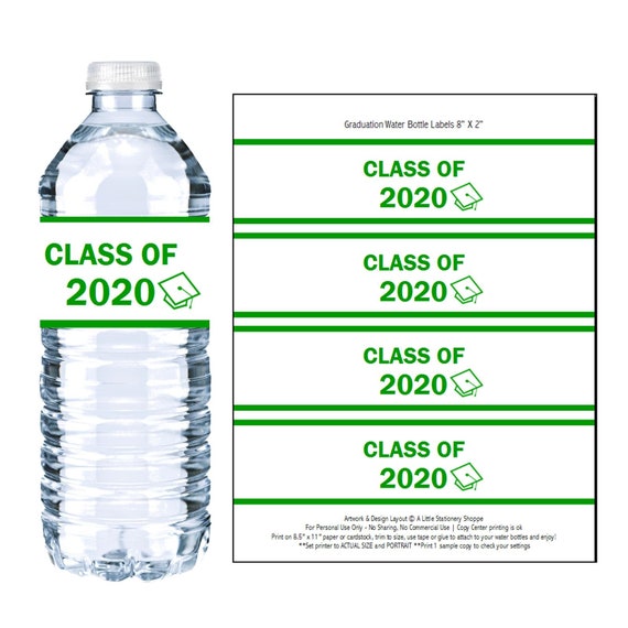 Printable 2020 Graduation Water Bottle Labels Green And - Water Bottle Labels Diy Templates Printable 2020 Graduation Water Bottle Labels Green And - Water Bottle Labels Diy Templates