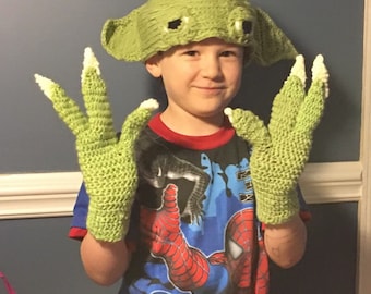 Yoda hat and claw gloves