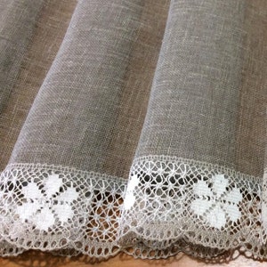 Swedish Farmhouse Kitchen curtains Linen Cafe Curtains Burlap Valance