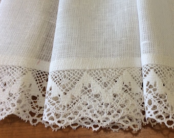 White Linen curtains Bathroom cafe curtain Shabby chic curtains