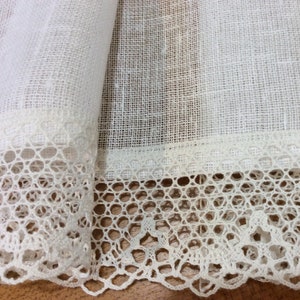 Kitchen Curtains White Linen Curtains With Lace French Cafe - Etsy
