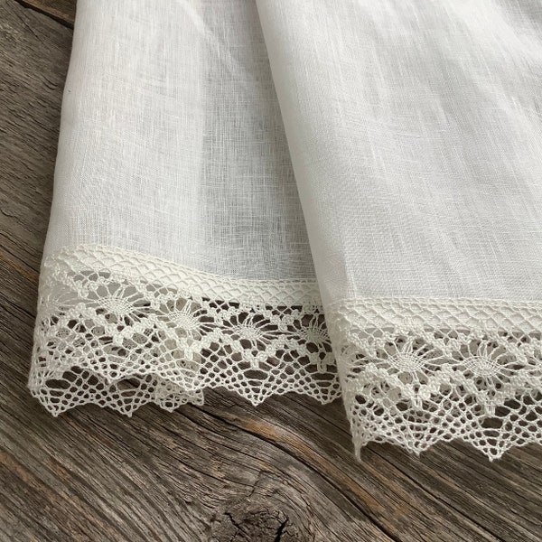 Handmade linen curtains Kitchen valances Cafe curtain panels