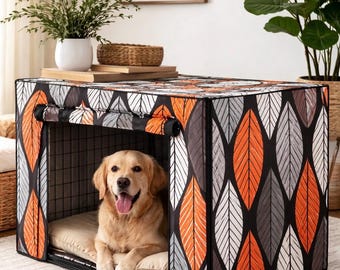 Housse de cage pour chien en coton, panneau avant enroulable