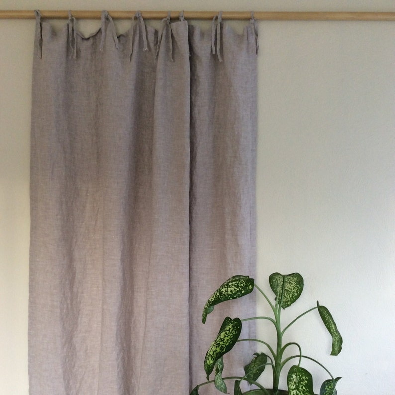 Linen Curtains With Ties Long Shower Curtains Etsy