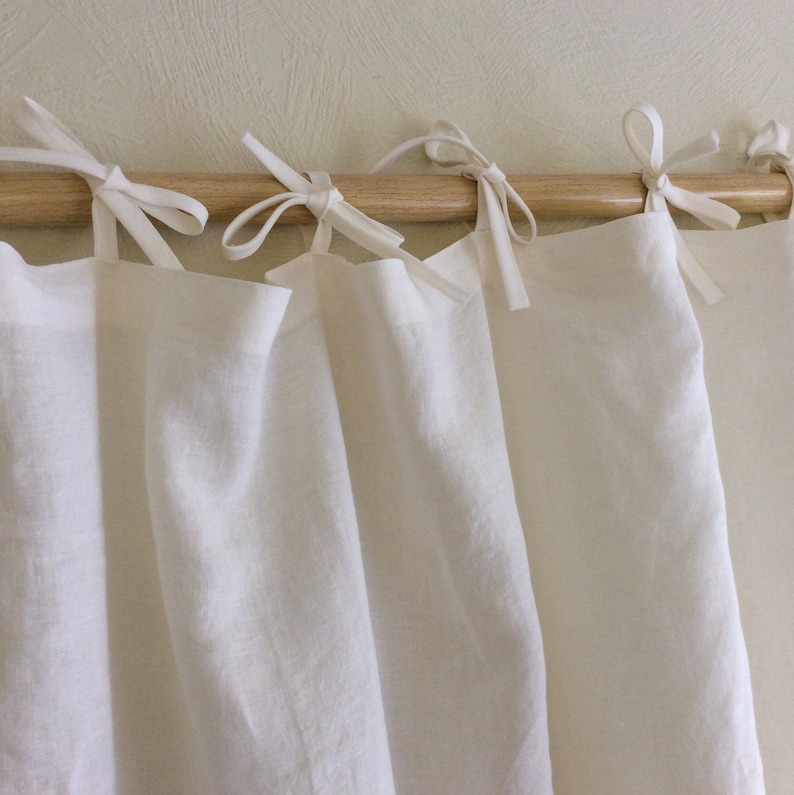 Linen Curtains With Ties Long Shower Curtains Etsy