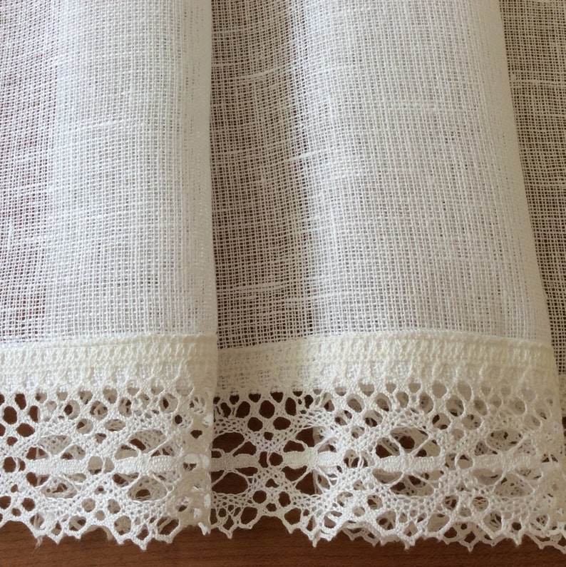 Linen Lace Curtains Rustic Curtains Farmhouse Curtains Etsy