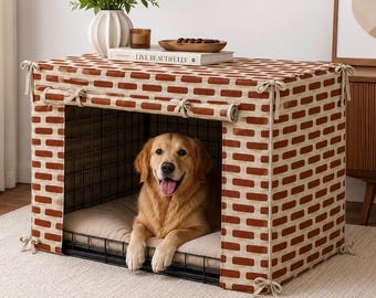 Couverture de caisse pour chien moderne Mid-Century, panneau avant enroulable