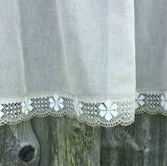 Kitchen Cafe Curtain Linen Curtain Panels Rustic Curtain Etsy