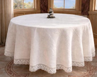 70 inch round tablecloth white Coastal tablecloth Mother day gift