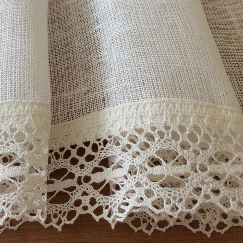 Linen Lace Curtains Rustic Curtains Farmhouse Curtains Etsy