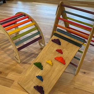 Climbing Triangle + Montessori Arch Rocker + Slide/Cloud Climbing Ramp