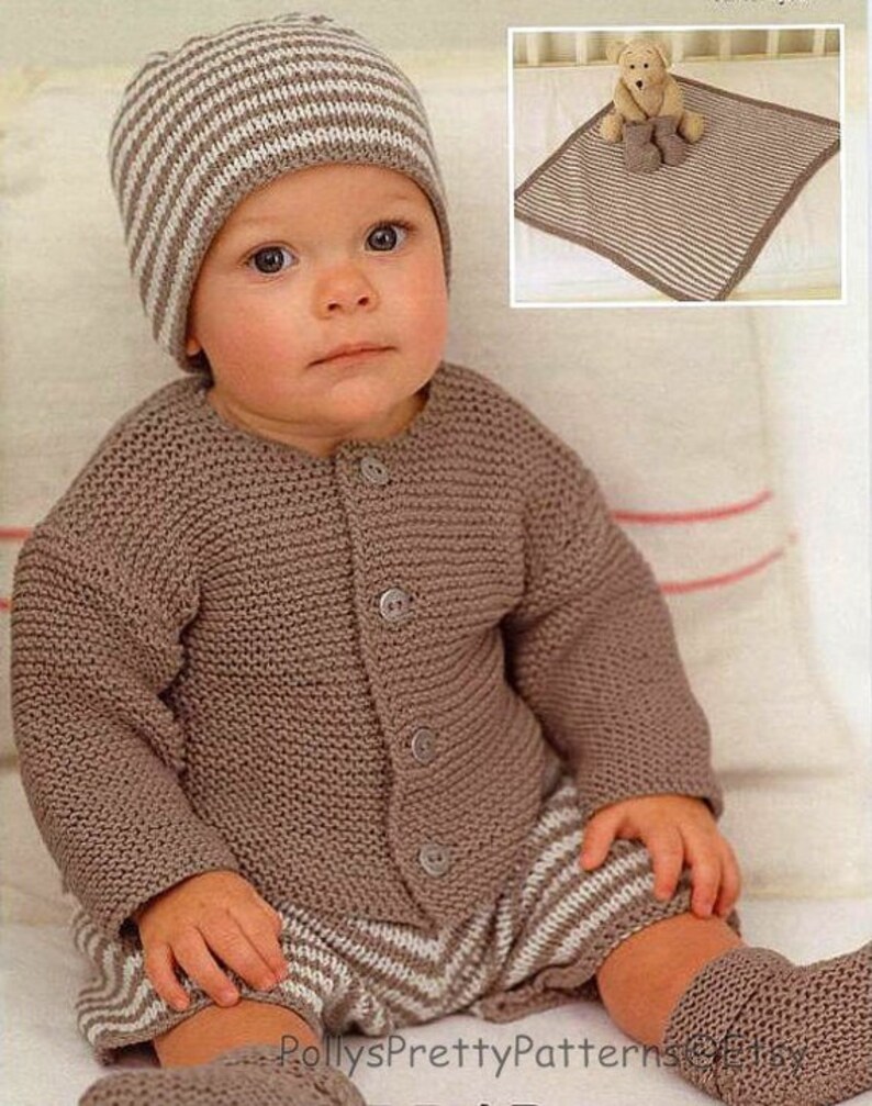 PDF Knitting Pattern Babies Garter Stitch Jacket Pants Etsy