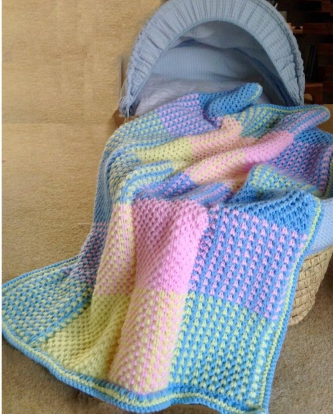 PDF Knitting Pattern for Easytoknit Squares Baby Blanket Aran or DDK