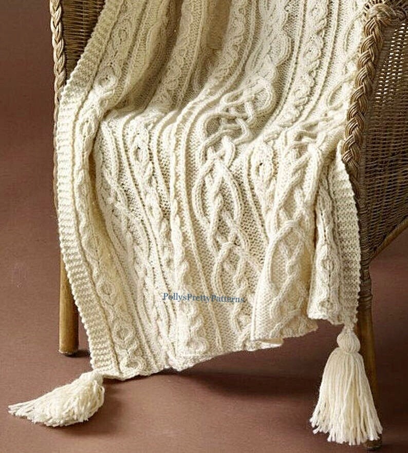 PDF Knitting Pattern Aran Afghan Throw Lovers Knot Design Etsy UK