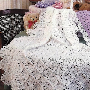 PDF Crochet Pattern - Scalloped Edged Motif Baby Shawl/Afghan - Instant Download