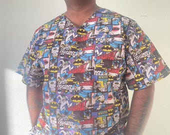 Nursing Uniform, Superhero Nurse Scrubs, Comic Print Medical Uniform, Handcrafted Aussie-Made Breathable Unisex Scrubs for Healthcare