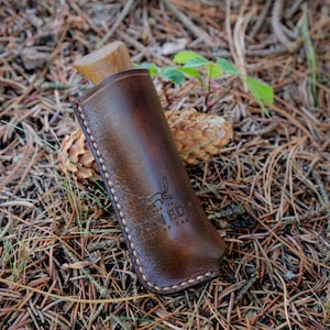Veg-tanned leather belt sheath for Opinel No. 8