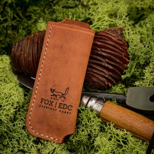 Leather belt sheath for Opinel No. 8