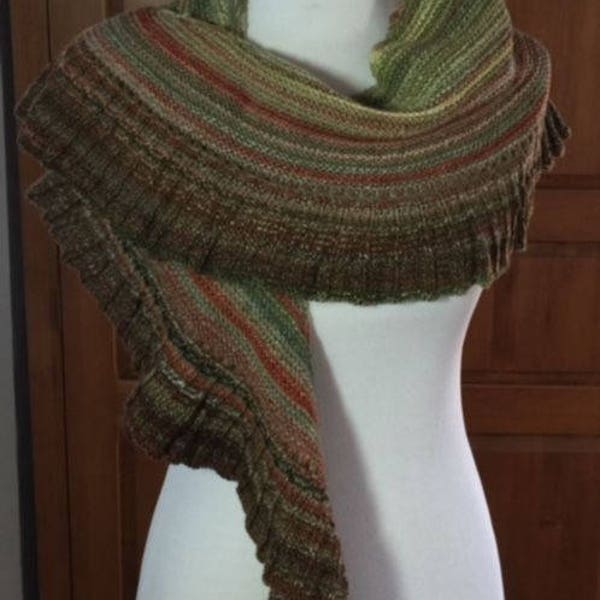 Hand-Knit Gradient Shawlette with Ruffled Edge