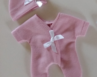 5 Inch Baby Doll Sleeper and Cap Set: Organic Knit Cotton