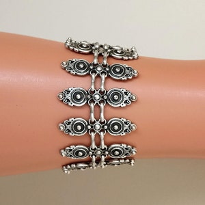 Tribal cuff bracelet, Silver Plated antique design bracelet, embossed design ethnic bracelet