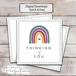Printable Thinking of You Gift Tags | 2.5" Square | Cookie Bag Tag ...