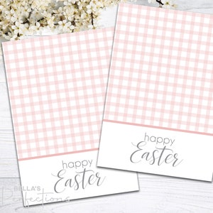 Biglietto per biscotti di buona Pasqua / 3 1/2" x 5" / Confezione mini biscotti / Plaid rosa primaverile